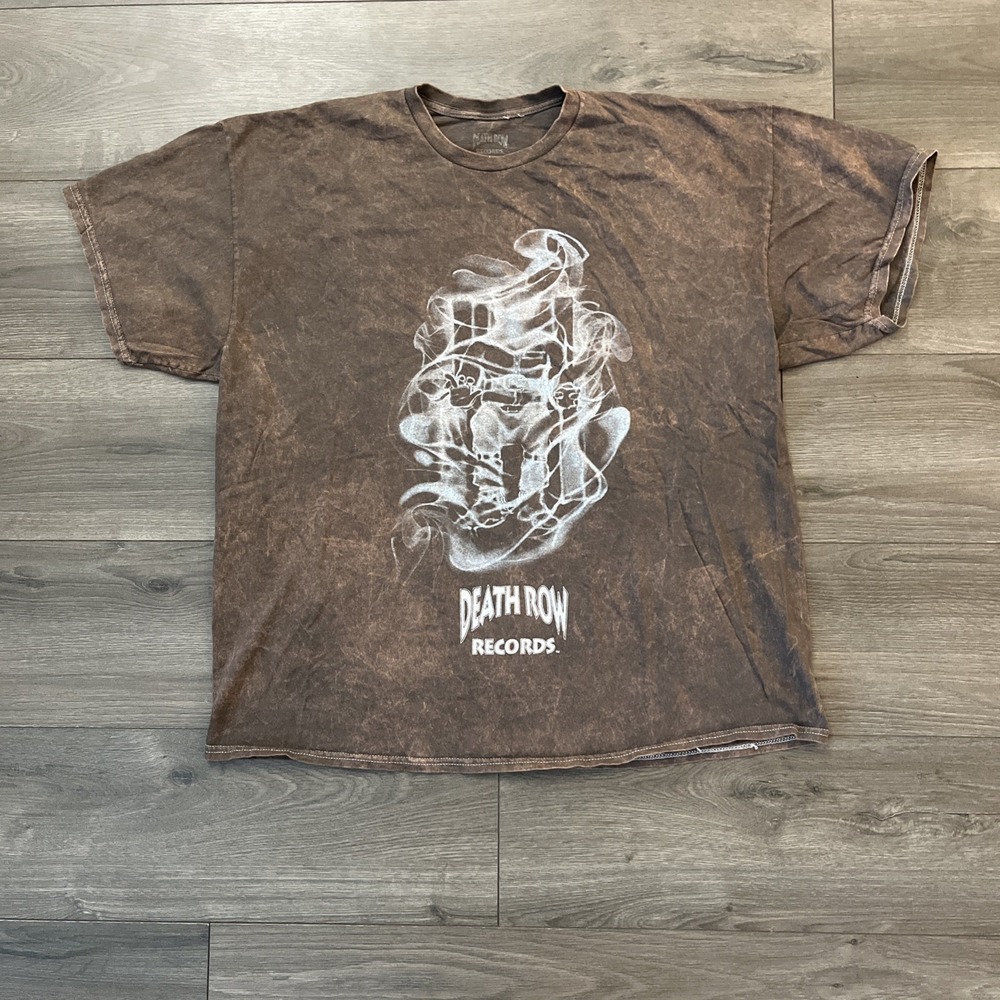 Death Row Records Mens L T Short Brown Smoke Graphic